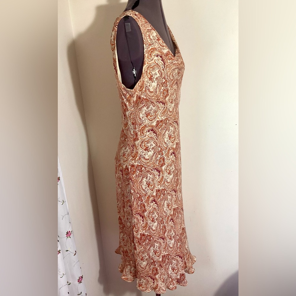 Vintage Y2K Silk Slip Dress Size 12 Cowl Neck Drape Romantic Fairycore Paisley - Picture 3 of 14